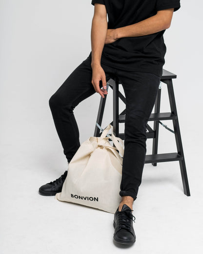 Bonvion Logo printed canvas tote bag - Beige - Bonvion